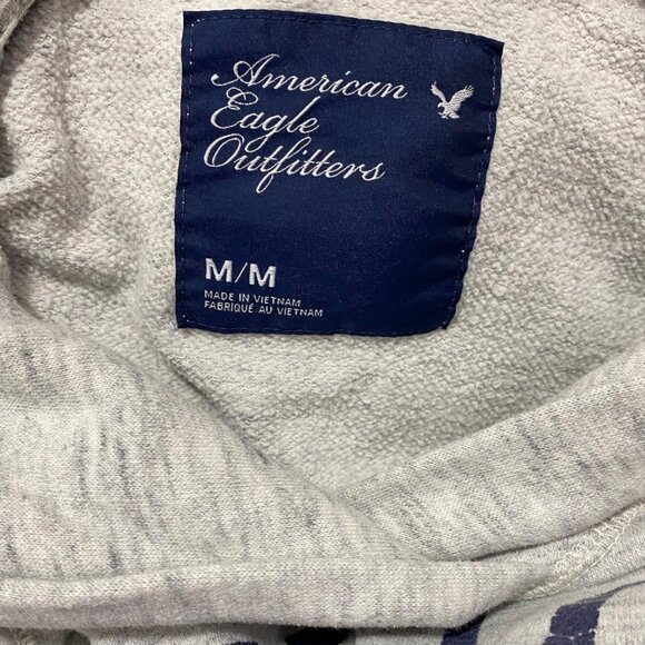 American Eagle Gray Graphic Hoodie With Pink & Navy Logo Print Size M - Picture 4 of 4